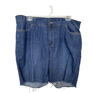 Zena Denim Raw Hem Stretch Jean Shorts Women’s Plus Size 18W Blue Casual Summer